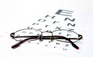 Glasses on eye Snellen Eye Chart